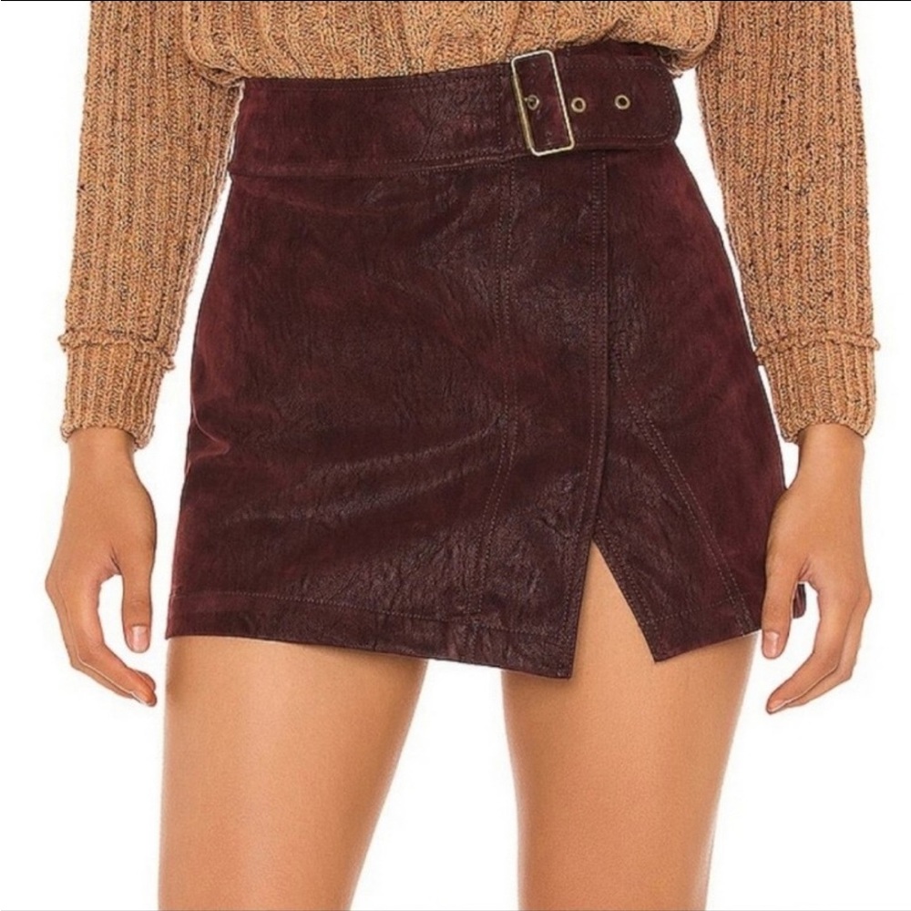 Wine Free People Wrap Skirt